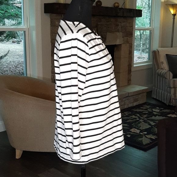 Charter Club Black and White Striped Blouse - Picture 3 of 7